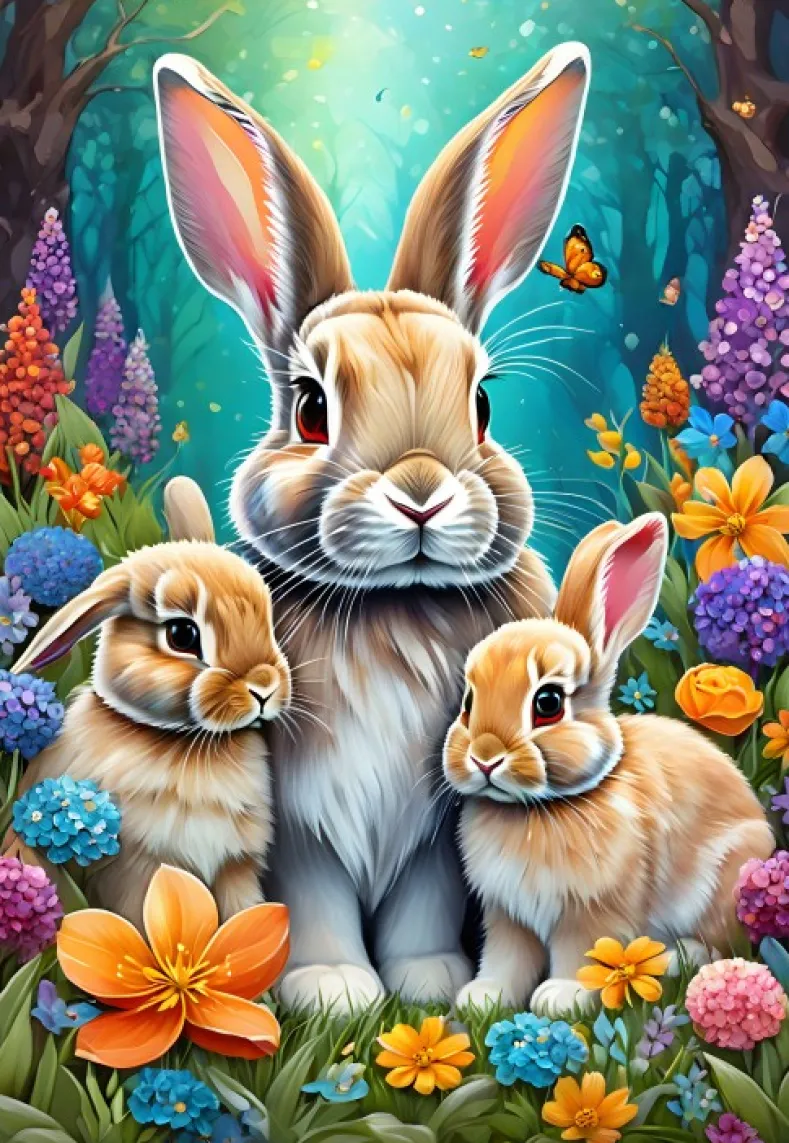 Spring Bunnies Puzzel (1000 stukjes)