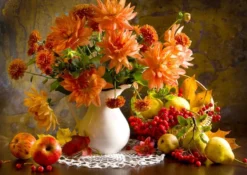 Still Life with Orange Dahlias Puzzel (1000 stukjes)