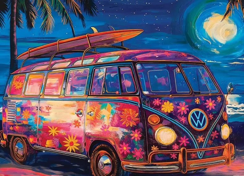 Strand Plezier met een VW Bus Puzzel (1000 stukjes)