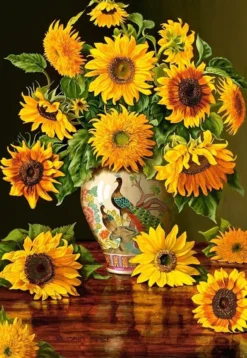Sunflowers in a Peacock Vase Puzzel (1000 stukjes)