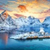 Sunrise on Sakrisoy Lofoten Norway Puzzel (1000 stukjes)