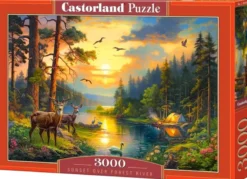 Sunset Over Forest River Puzzel (3000 stukjes)