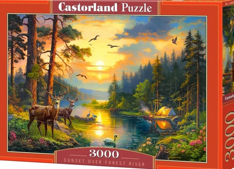 Sunset Over Forest River Puzzel (3000 stukjes)