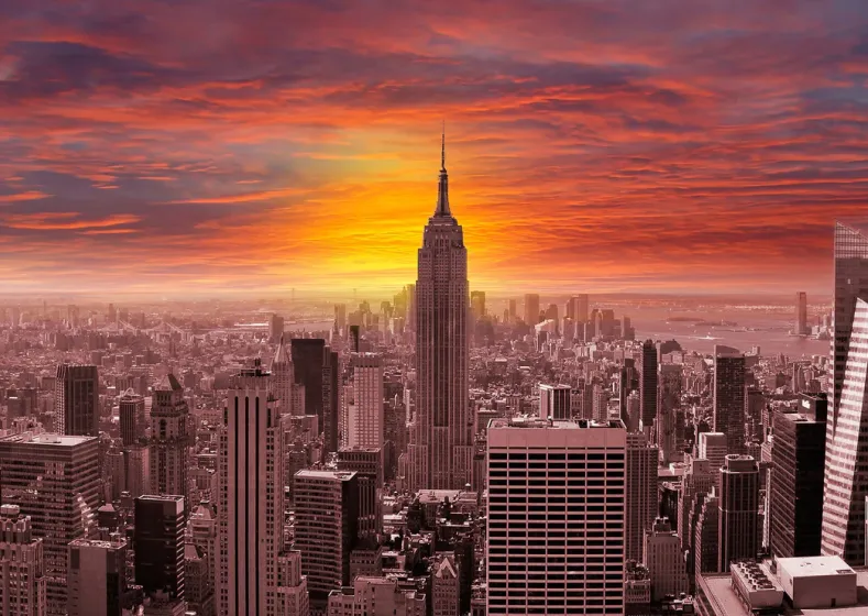 Sunset Over New York Skyline Puzzel (1000 stukjes)