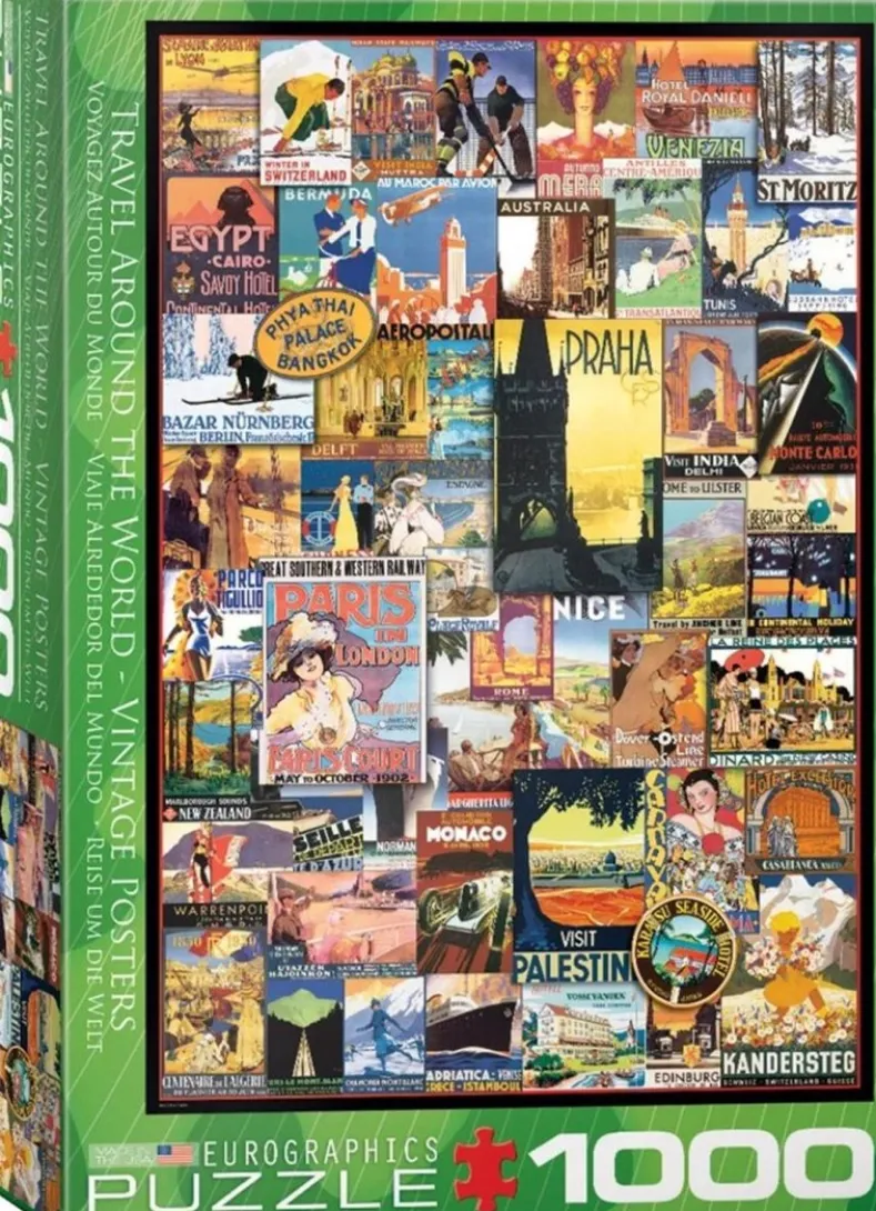 Travel Around the World Vintage Posters Puzzel (1000 stukjes)