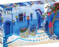 Turquoise Street in Chefchaouen - Marokko Puzzel (1000 stukjes)